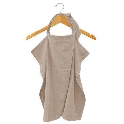 MOZAH 100% Organic Cotton Muslin Nursing Cover for Baby Breastfeeding Breathable 100% Cotton Breastfeeding Cover with Rigid Hoop for Mother Nursing Apron Multi-use Carseat Canopy (Oatmeal Beige)