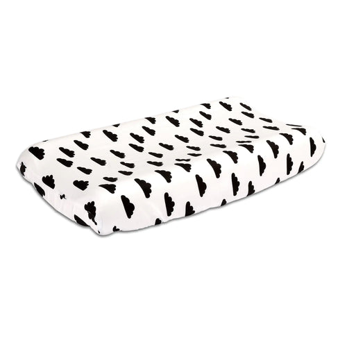 Black Cloud on White 100% Cotton Baby Changing Pad Cover by The Peanut Shell