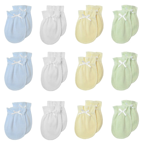 TL Care Newborn Baby 100% Cotton Scratch Free Mittens for Boys