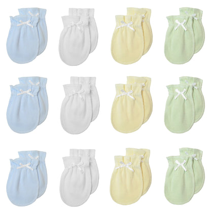 TL Care Newborn Baby 100% Cotton Scratch Free Mittens for Boys