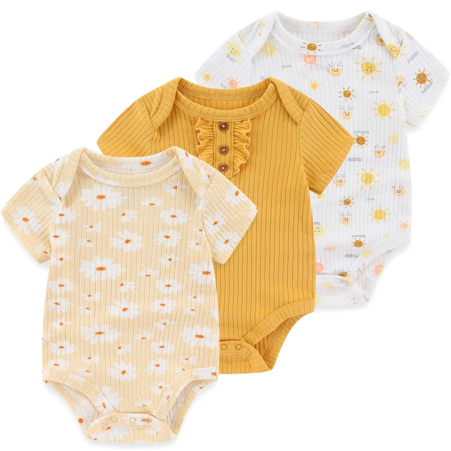 Ruliby Baby Bodysuit Cotton Baby Girls Clothes Short Sleeve Romper 6-9 Months