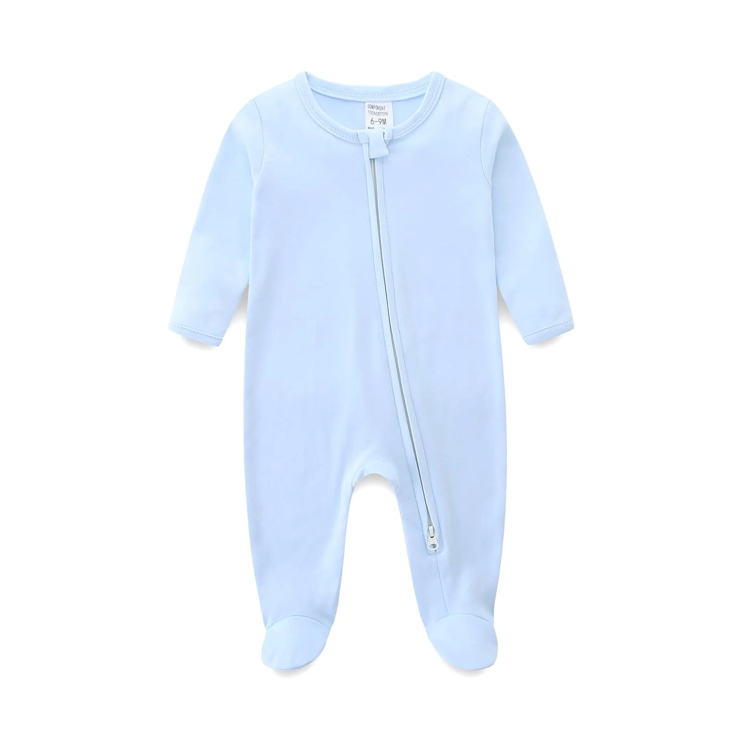 Baby Boys Girls Romper 100% Organic Cotton Newborn Preemie 6-9 Months Onesies Long Sleeve Double Zipper Outfits Baby Clothes Footies