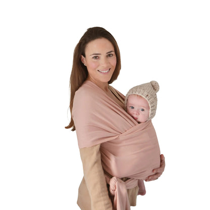 mushie Baby Wrap Carrier | 100% Organic Cotton | Infant Sling for Newborn and Babies 8-35 lbs (Blush)